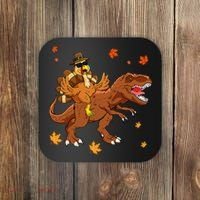 Turkey Riding T Rex Thanksgiving Dinosaur Coaster thumb 0