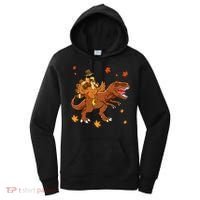 Turkey Riding T Rex Thanksgiving Dinosaur Women's Hoodie thumb 0