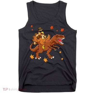 Turkey Riding T Rex Thanksgiving Dinosaur Tank Top