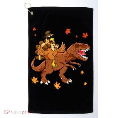 Turkey Riding T Rex Thanksgiving Dinosaur Golf Towel