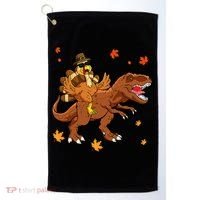 Turkey Riding T Rex Thanksgiving Dinosaur Golf Towel thumb 0