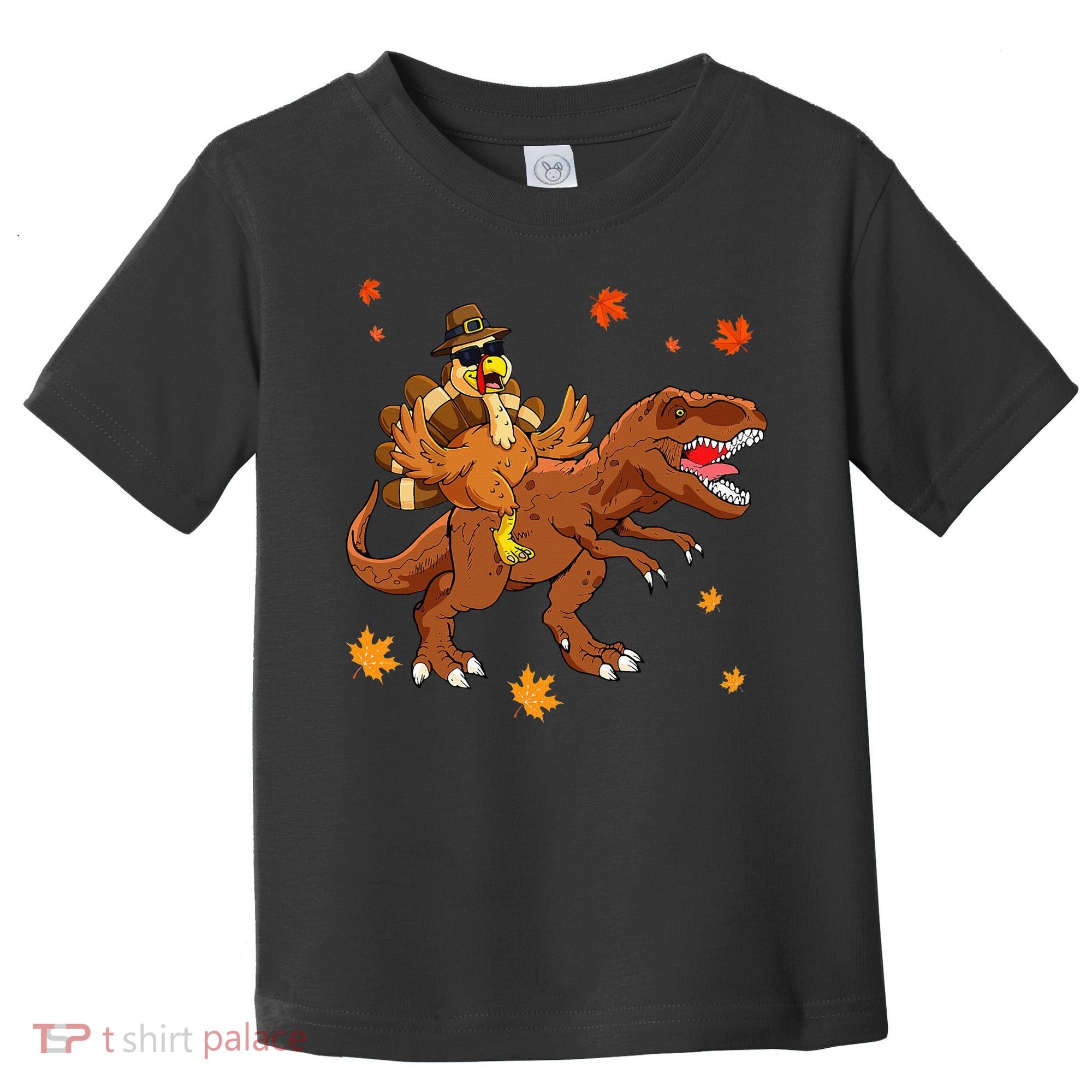Turkey Riding T Rex Thanksgiving Dinosaur Toddler T-Shirt