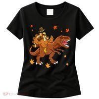 Turkey Riding T Rex Thanksgiving Dinosaur Women's T-Shirt thumb 0