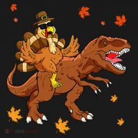 Turkey Riding T Rex Thanksgiving Dinosaur Kids Long Sleeve Shirt thumb 2