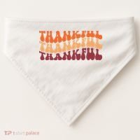 Thankful Retro Thanksgiving USA-Made Doggie Bandana thumb 0