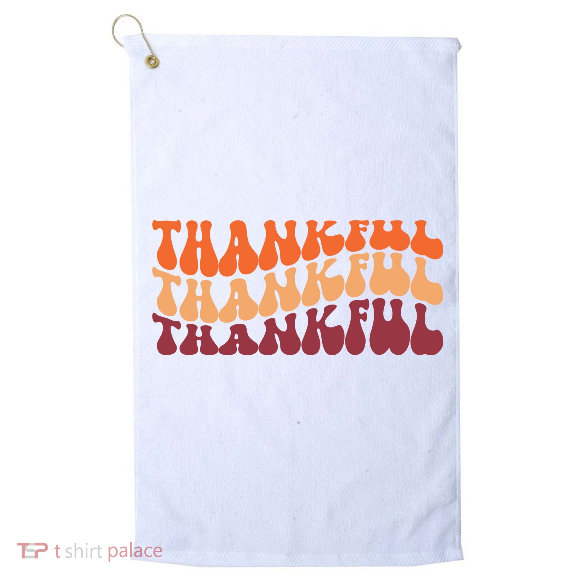 Thankful Retro Thanksgiving Golf Towel