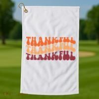 Thankful Retro Thanksgiving Golf Towel thumb 1