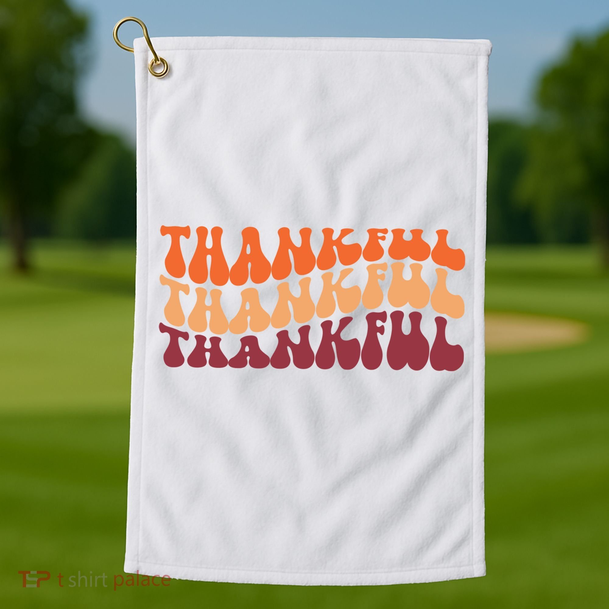 Thankful Retro Thanksgiving Golf Towel