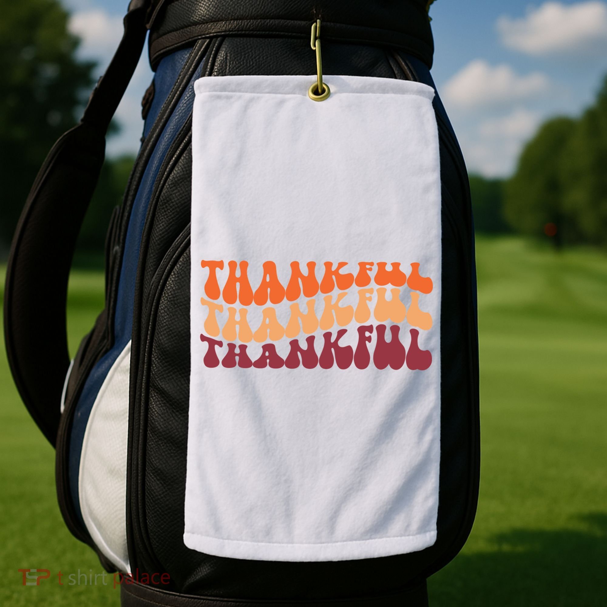 Thankful Retro Thanksgiving Golf Towel