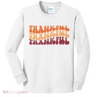 Thankful Retro Thanksgiving Kids Long Sleeve Shirt thumb 0