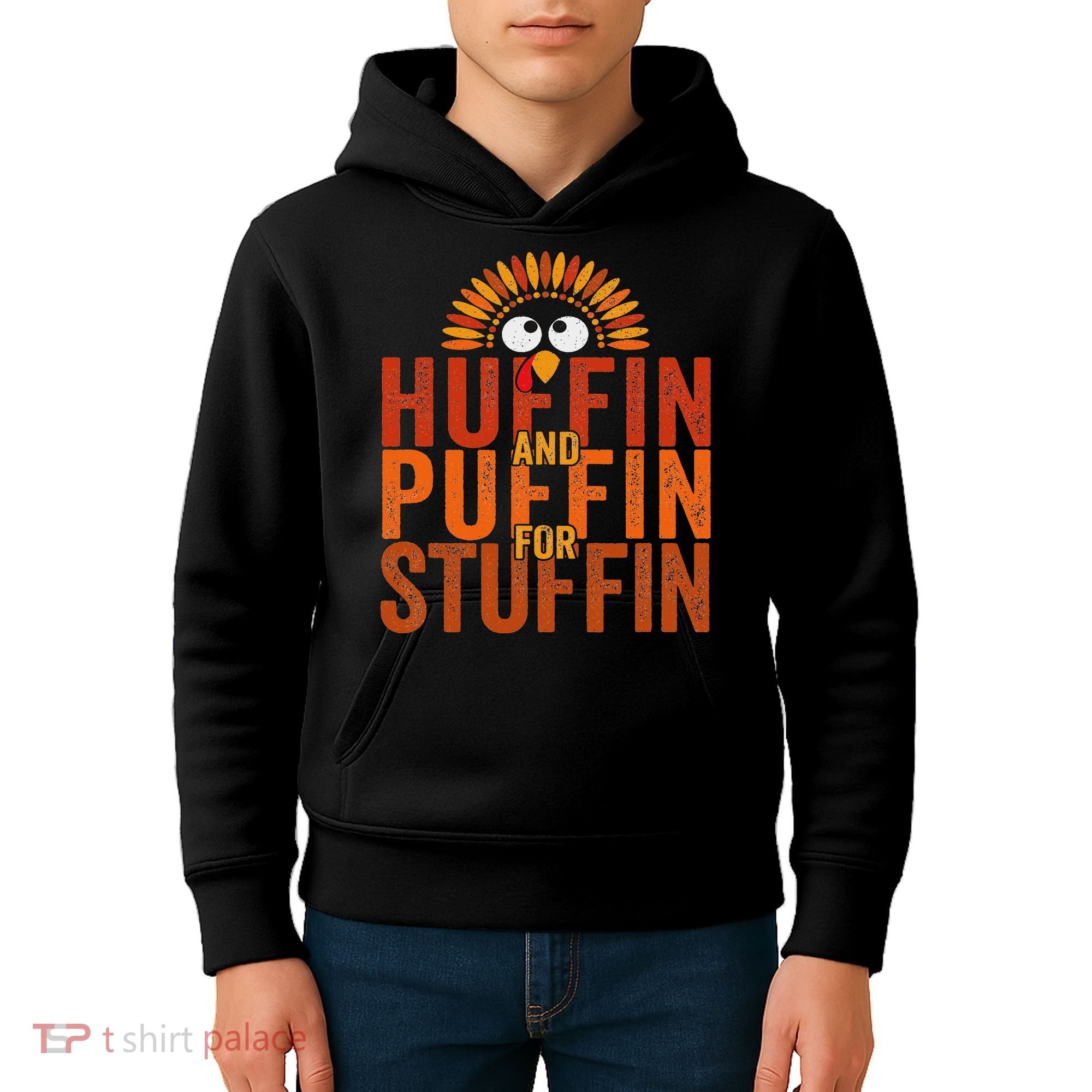 Thanksgiving Run Turkey Trot Huffin And Puffin For Stuffin Kids Hoodie