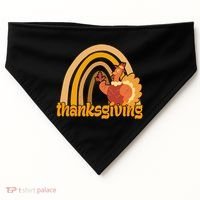 Thanksgiving Rainbow Turkey Holiday Cute USA-Made Doggie Bandana thumb 0