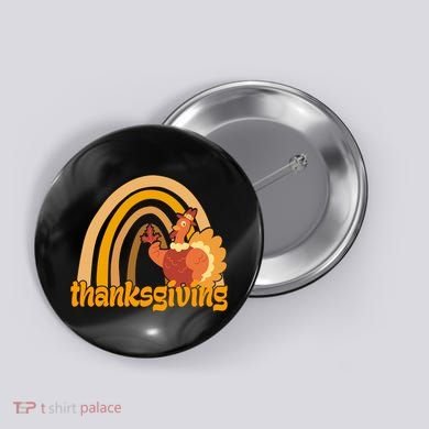 Thanksgiving Rainbow Turkey Holiday Cute Button