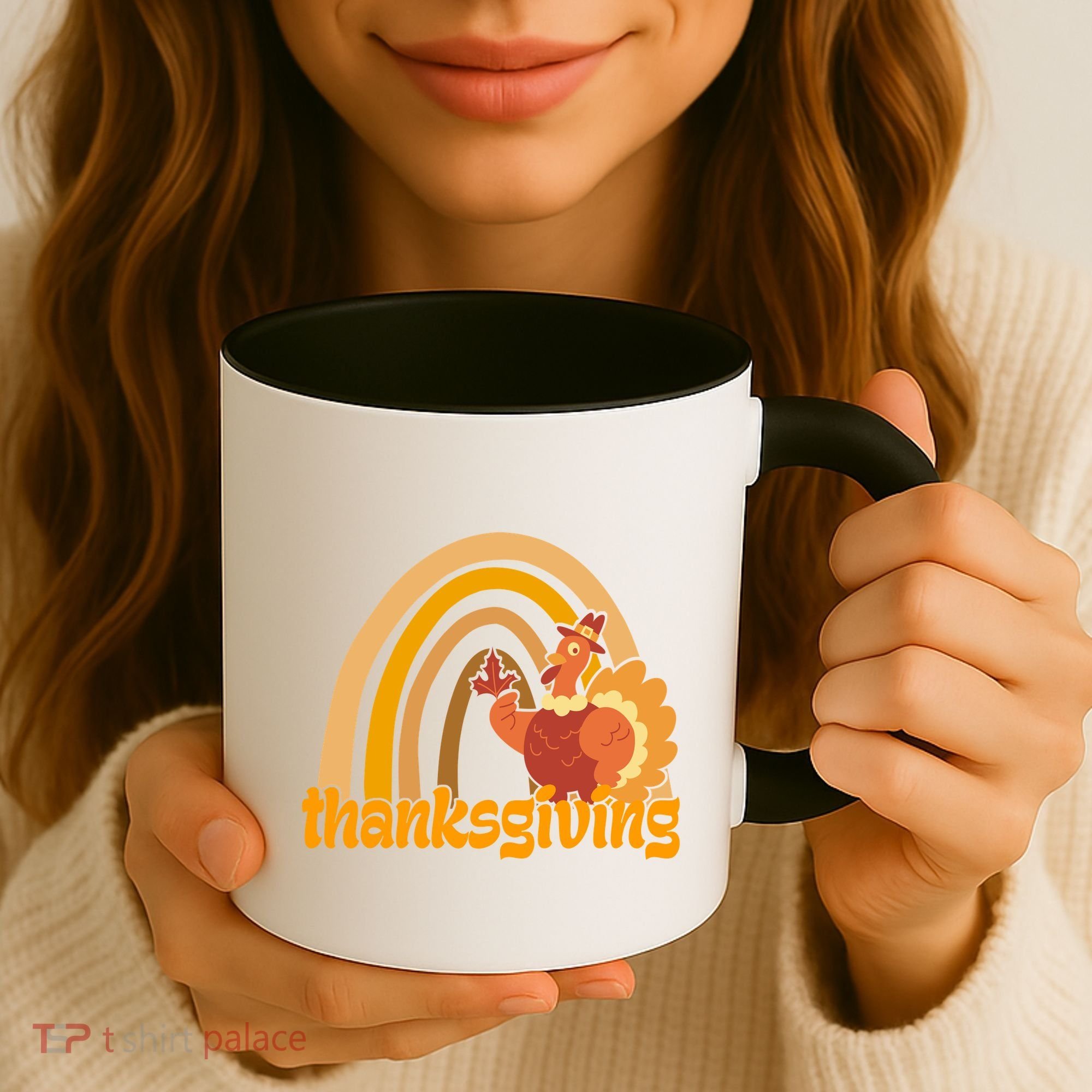 Thanksgiving Rainbow Turkey Holiday Cute Coffee Mug