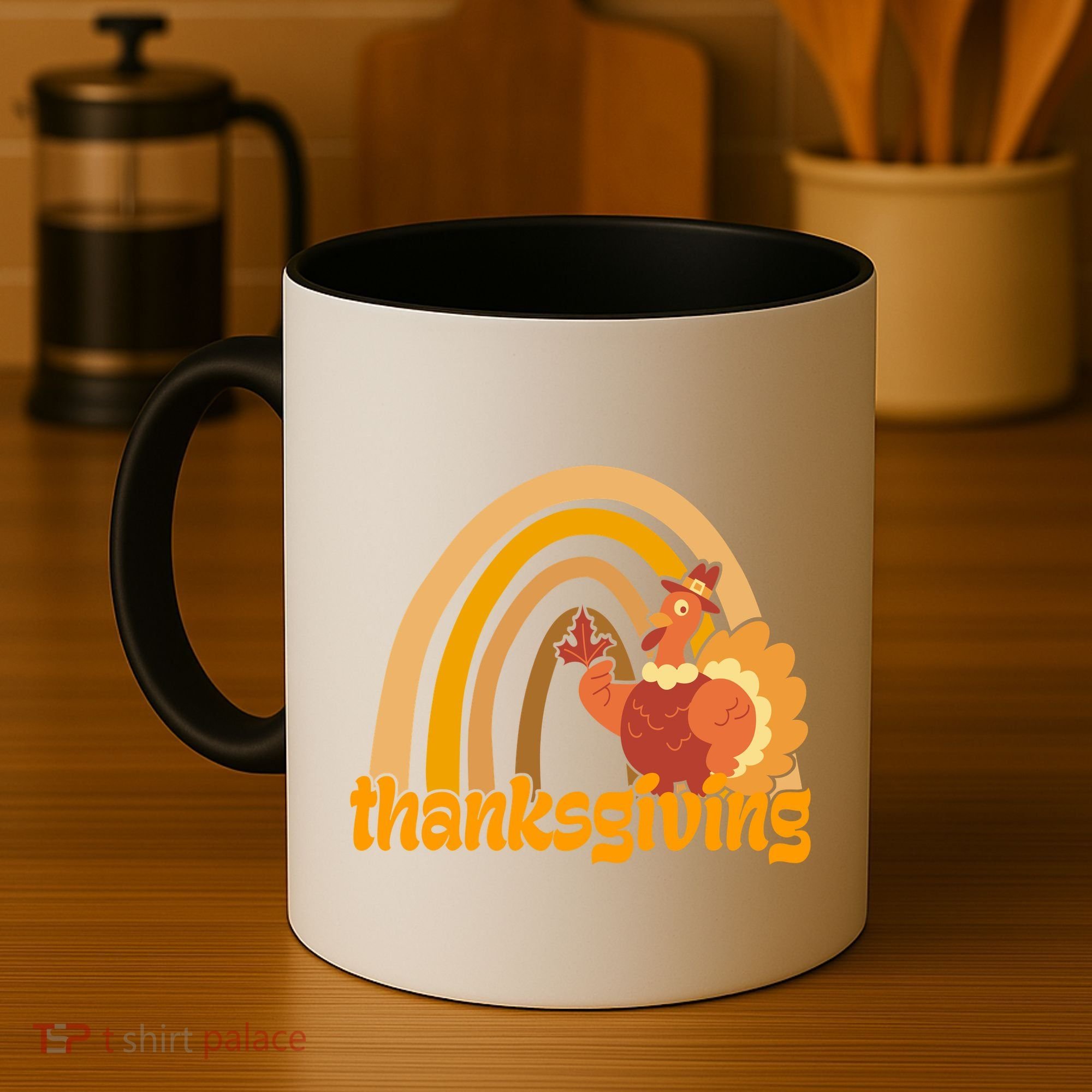 Thanksgiving Rainbow Turkey Holiday Cute Coffee Mug
