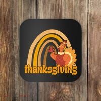 Thanksgiving Rainbow Turkey Holiday Cute Coaster thumb 0