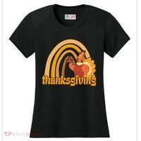 Thanksgiving Rainbow Turkey Holiday Cute Women's Cooling Performance Crew T-Shirt thumb 0