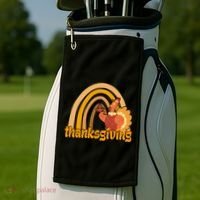 Thanksgiving Rainbow Turkey Holiday Cute Golf Towel thumb 2