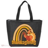 Thanksgiving Rainbow Turkey Holiday Cute Tote Bag thumb 0