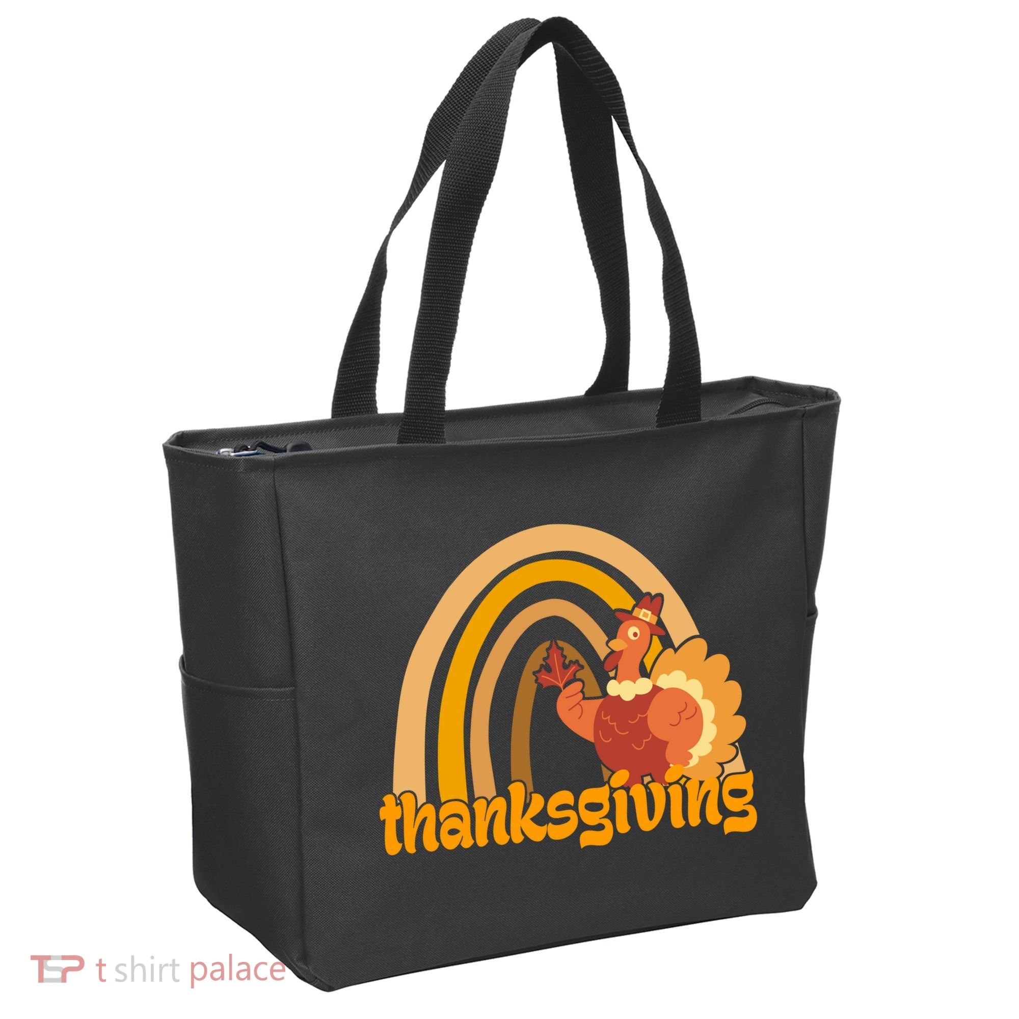 Thanksgiving Rainbow Turkey Holiday Cute Tote Bag