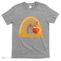 Thanksgiving Rainbow Turkey Holiday Cute T-Shirt thumb 0