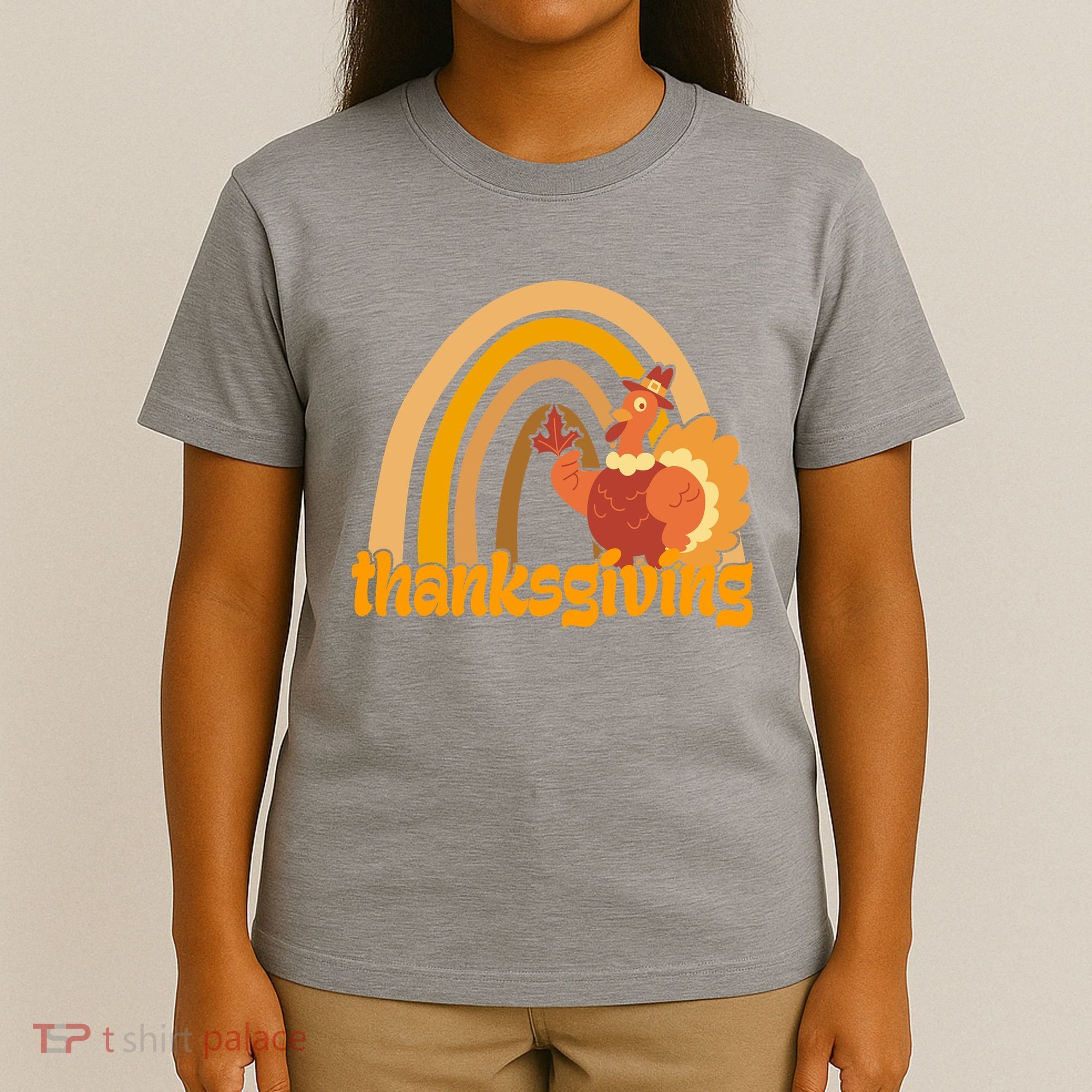 Thanksgiving Rainbow Turkey Holiday Cute T-Shirt