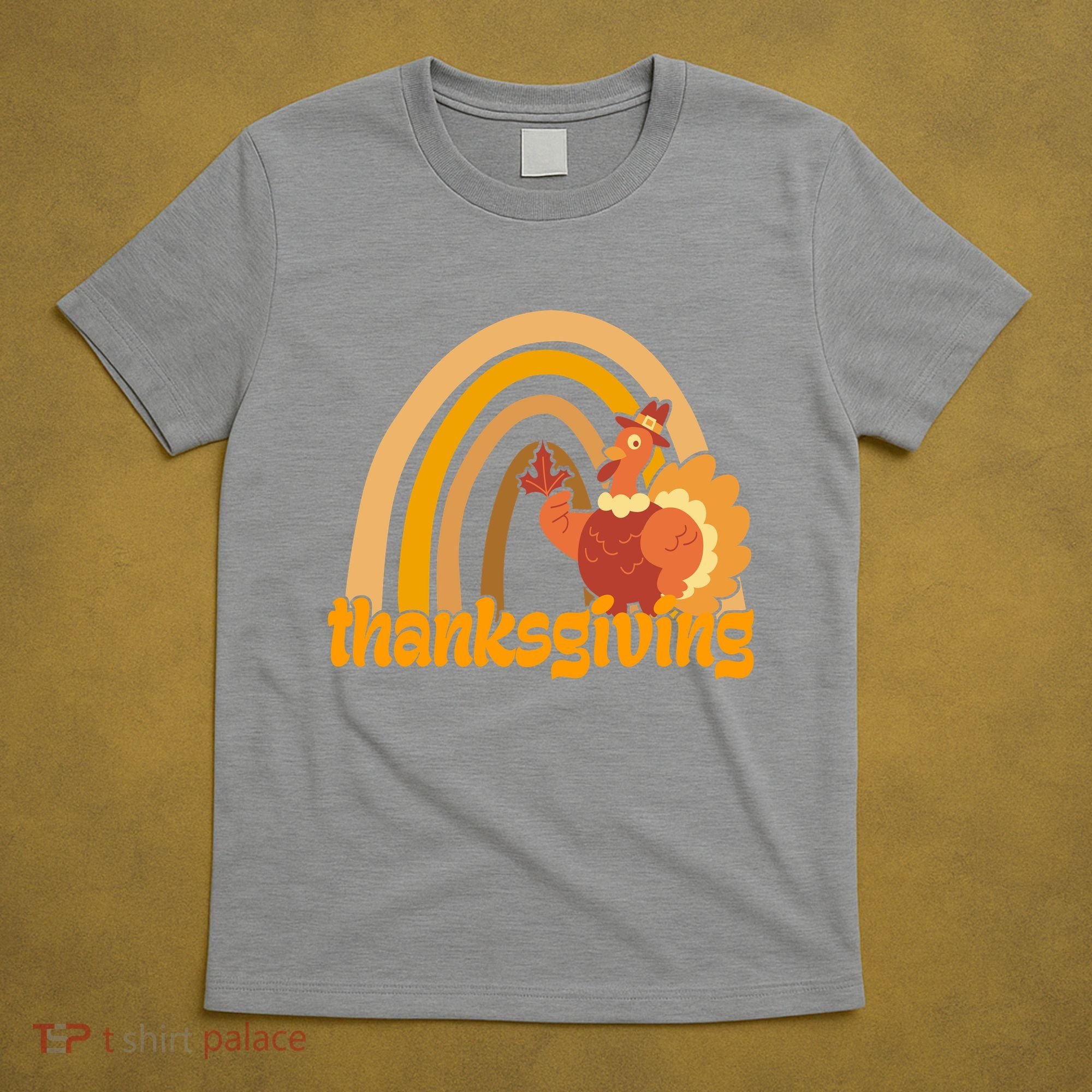 Thanksgiving Rainbow Turkey Holiday Cute T-Shirt
