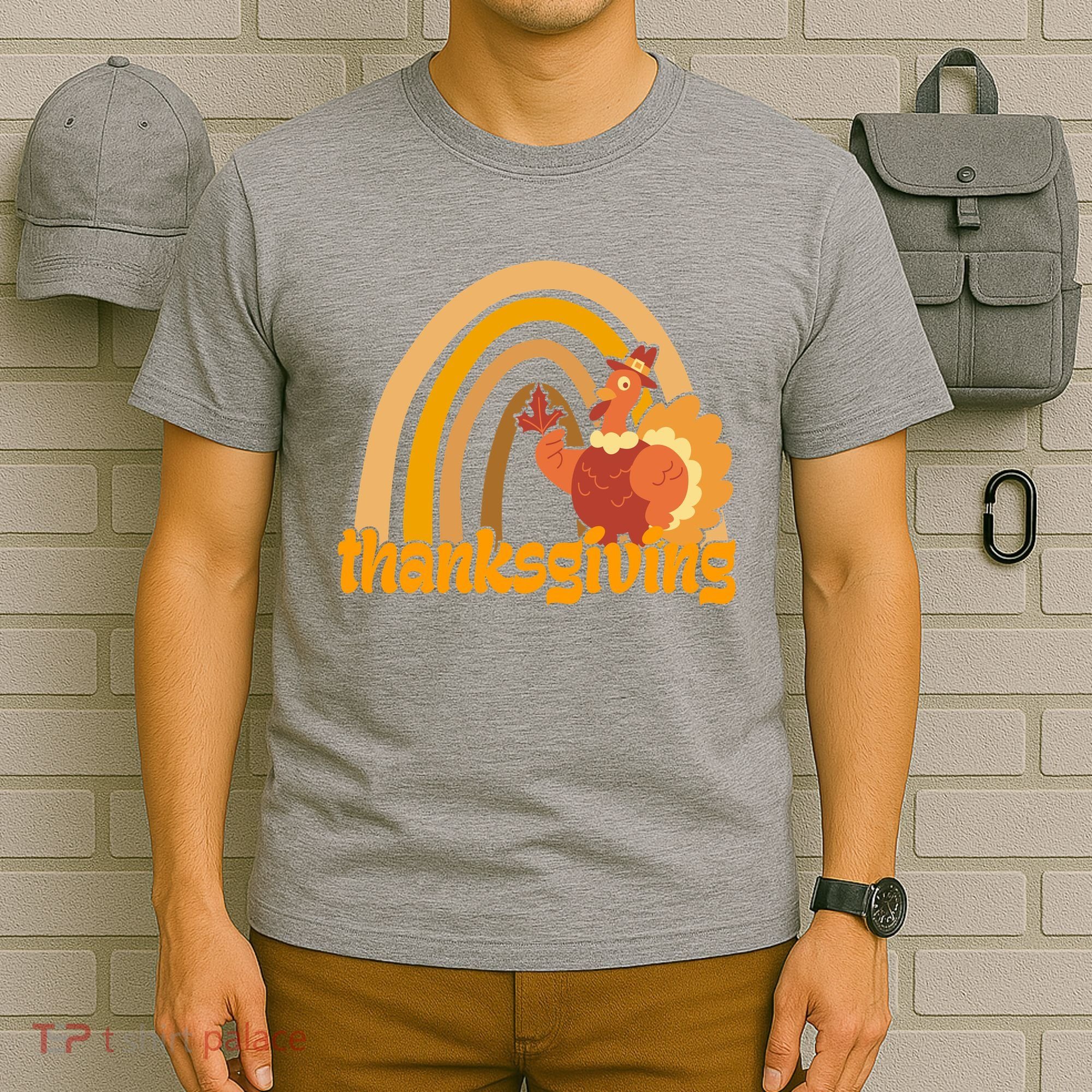 Thanksgiving Rainbow Turkey Holiday Cute T-Shirt
