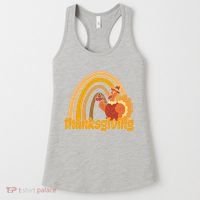 Thanksgiving Rainbow Turkey Holiday Cute Women's Tank Top thumb 0