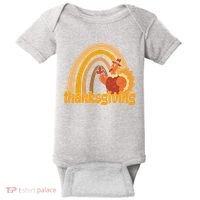 Thanksgiving Rainbow Turkey Holiday Cute Baby Bodysuit thumb 0