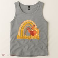 Thanksgiving Rainbow Turkey Holiday Cute Tank Top thumb 2
