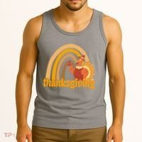 Thanksgiving Rainbow Turkey Holiday Cute Tank Top thumb 3
