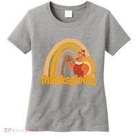 Thanksgiving Rainbow Turkey Holiday Cute Women's T-Shirt thumb 0