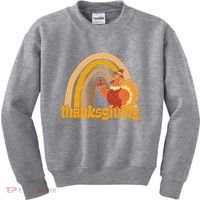 Thanksgiving Rainbow Turkey Holiday Cute Kids Sweatshirt thumb 0