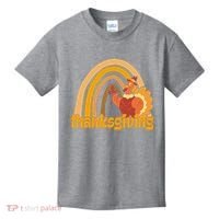 Thanksgiving Rainbow Turkey Holiday Cute Kids T-Shirt thumb 0
