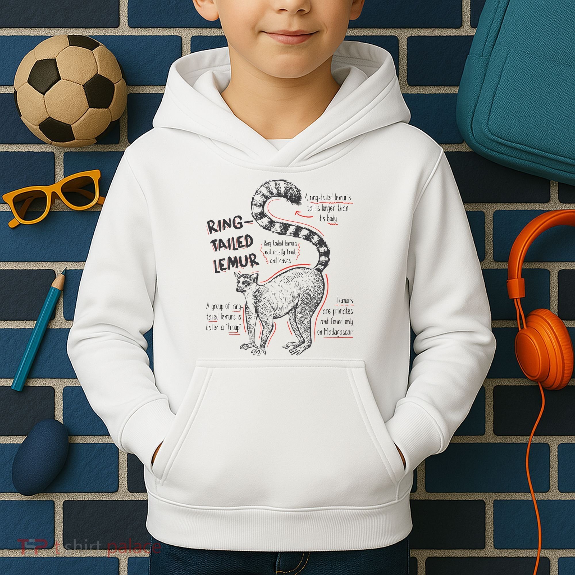 Trendy Ring Tailed Lemur Facts Kids Hoodie