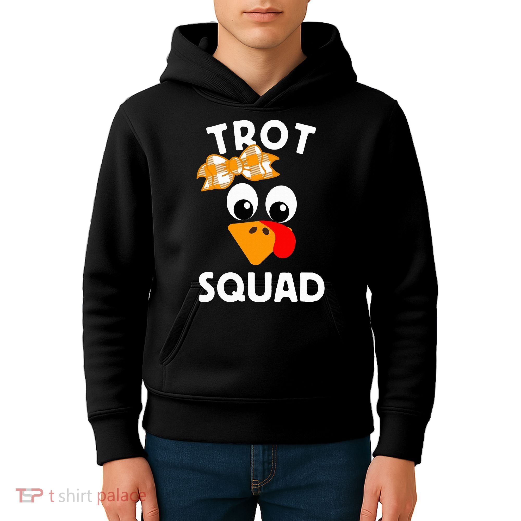 Thanksgiving Running Turkey Trot Squad Kids Hoodie