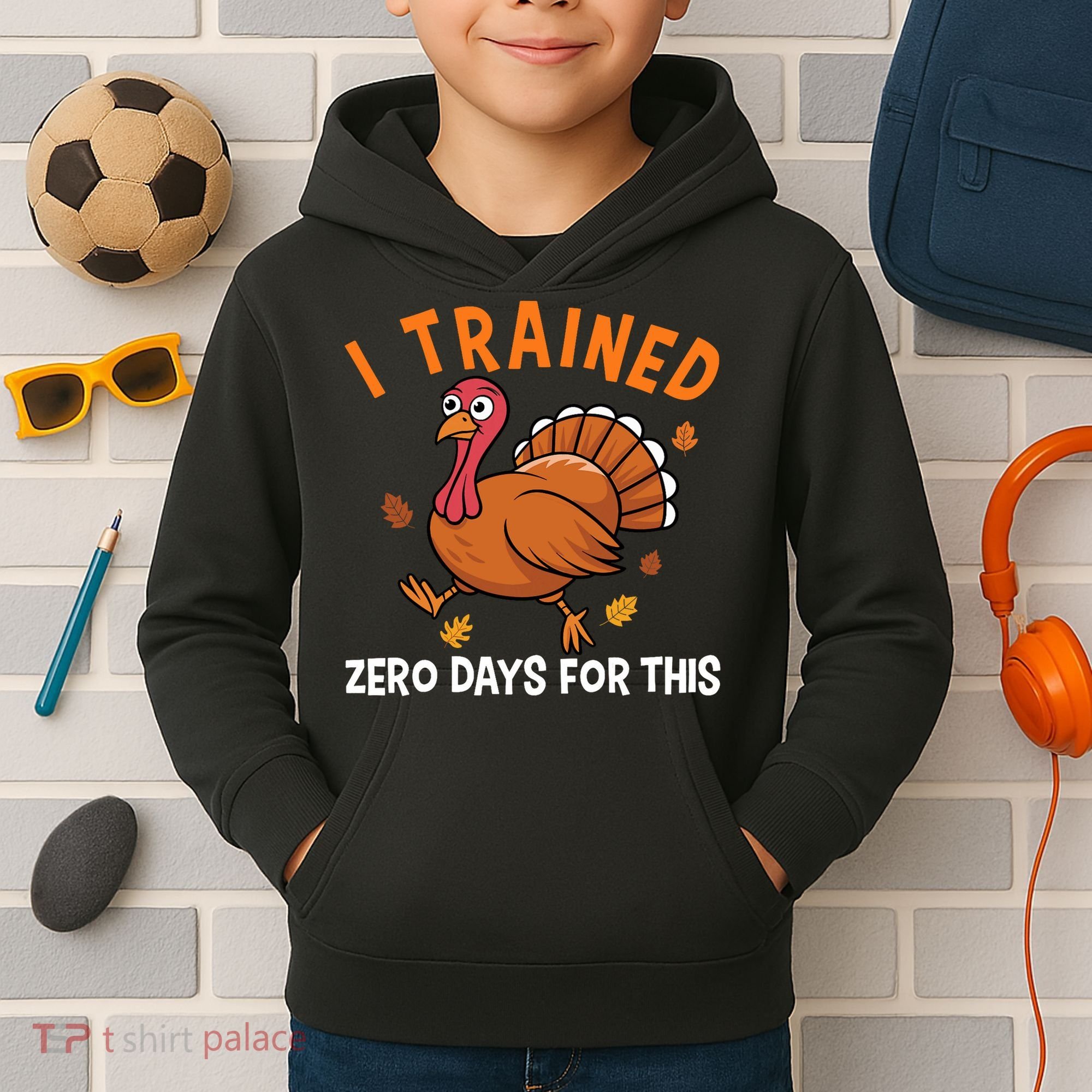 Thanksgiving Running Turkey Trot I Trained Zero Days Kids Hoodie