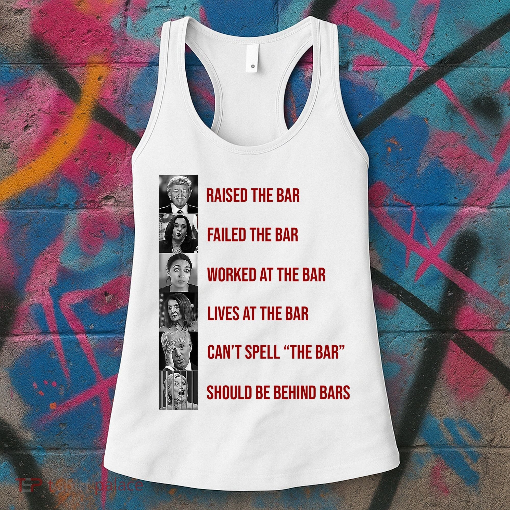 Trump Raised The Bar Biden Can't Spell The Bar Funny Republican Women's Tank Top