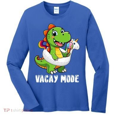T Rex Unicorn Float Swimming Pool Party Swimmer Vacay Mode Great Gift Women's Long Sleeve Shirt