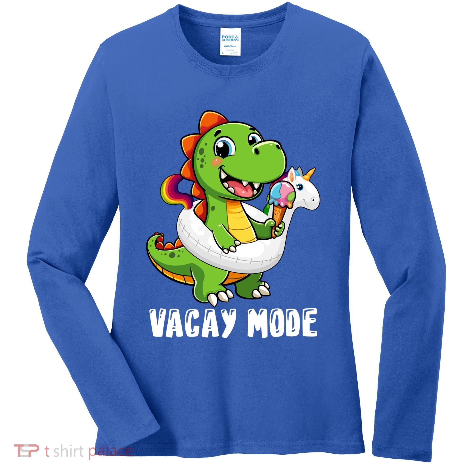 T Rex Unicorn Float Swimming Pool Party Swimmer Vacay Mode Great Gift Women's Long Sleeve Shirt
