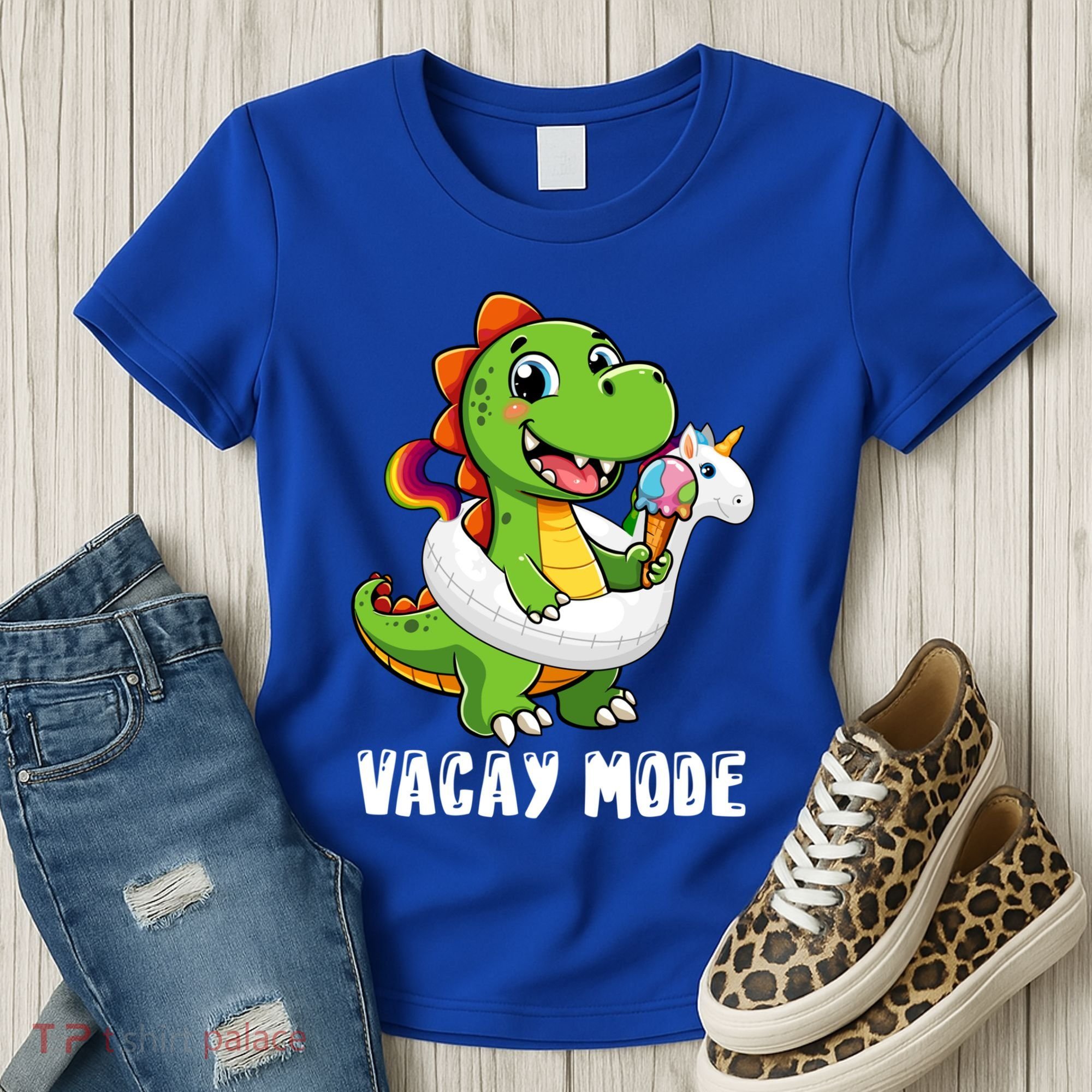 T Rex Unicorn Float Swimming Pool Party Swimmer Vacay Mode Great Gift Women's T-Shirt