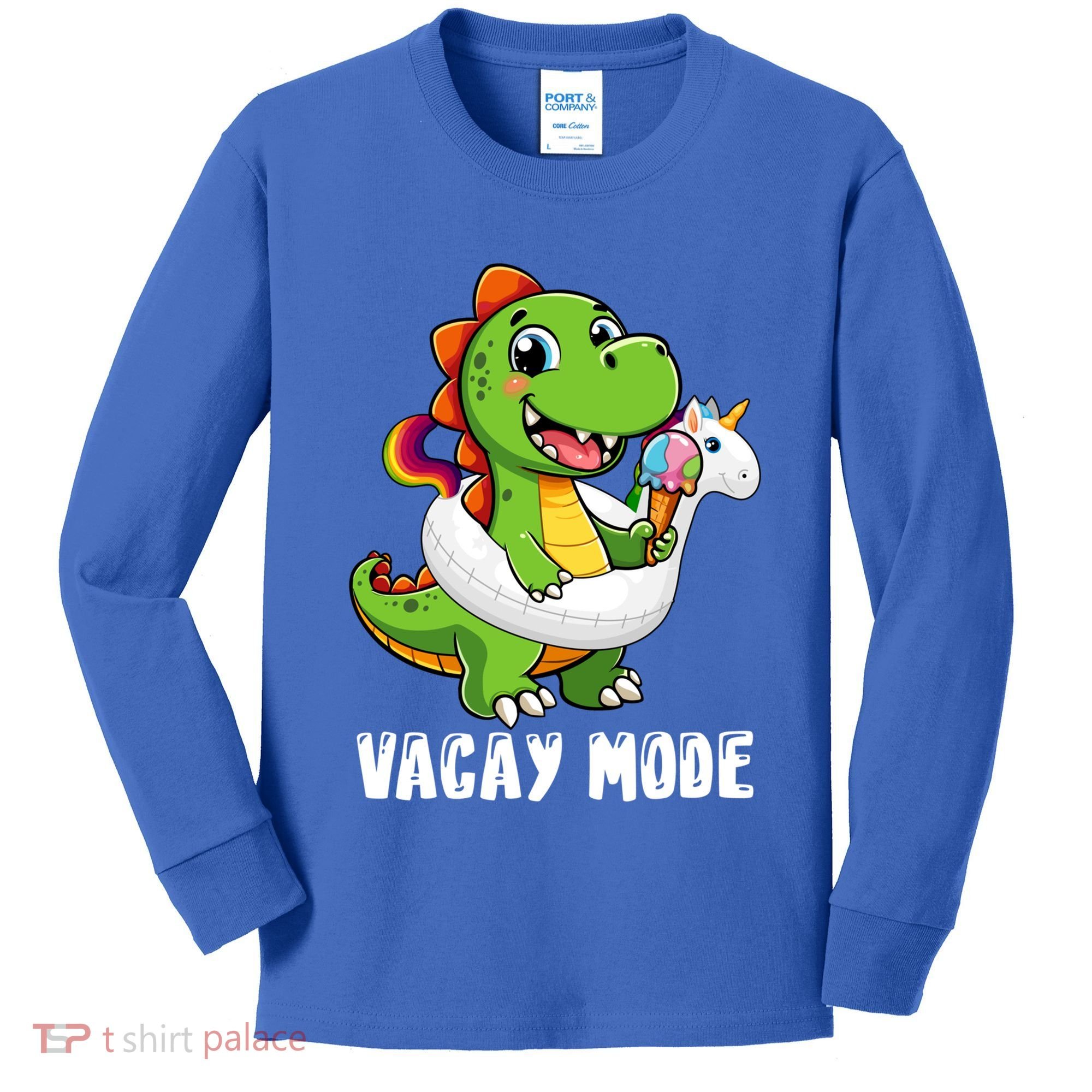T Rex Unicorn Float Swimming Pool Party Swimmer Vacay Mode Great Gift Kids Long Sleeve Shirt