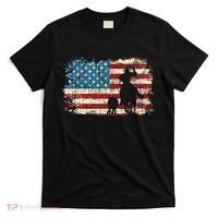 Team Roping USA Flag Cowboy Cowgirl Rancher Heading Heeler T-Shirt thumb 0