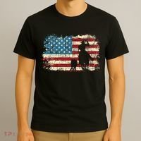 Team Roping USA Flag Cowboy Cowgirl Rancher Heading Heeler T-Shirt thumb 3
