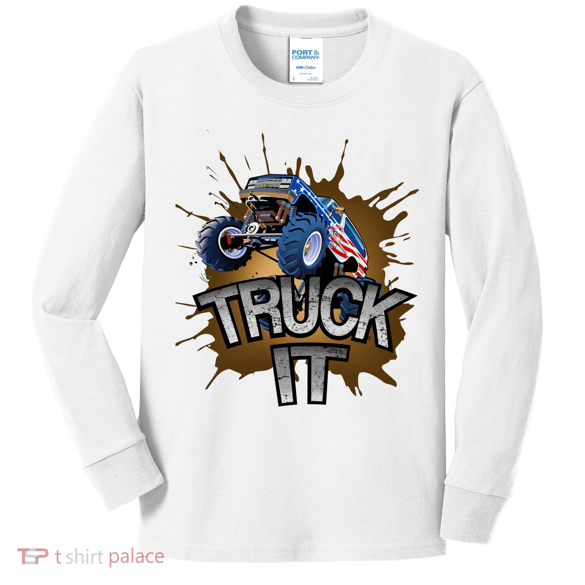 Truck It American Monster Truck Kids Long Sleeve Shirt