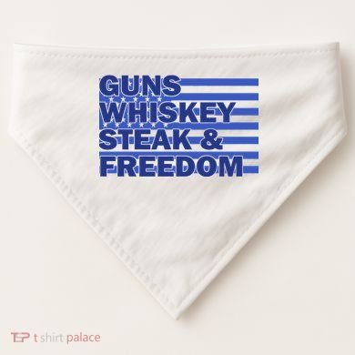 True American Guns Whiskey Steak Freedom USA-Made Doggie Bandana