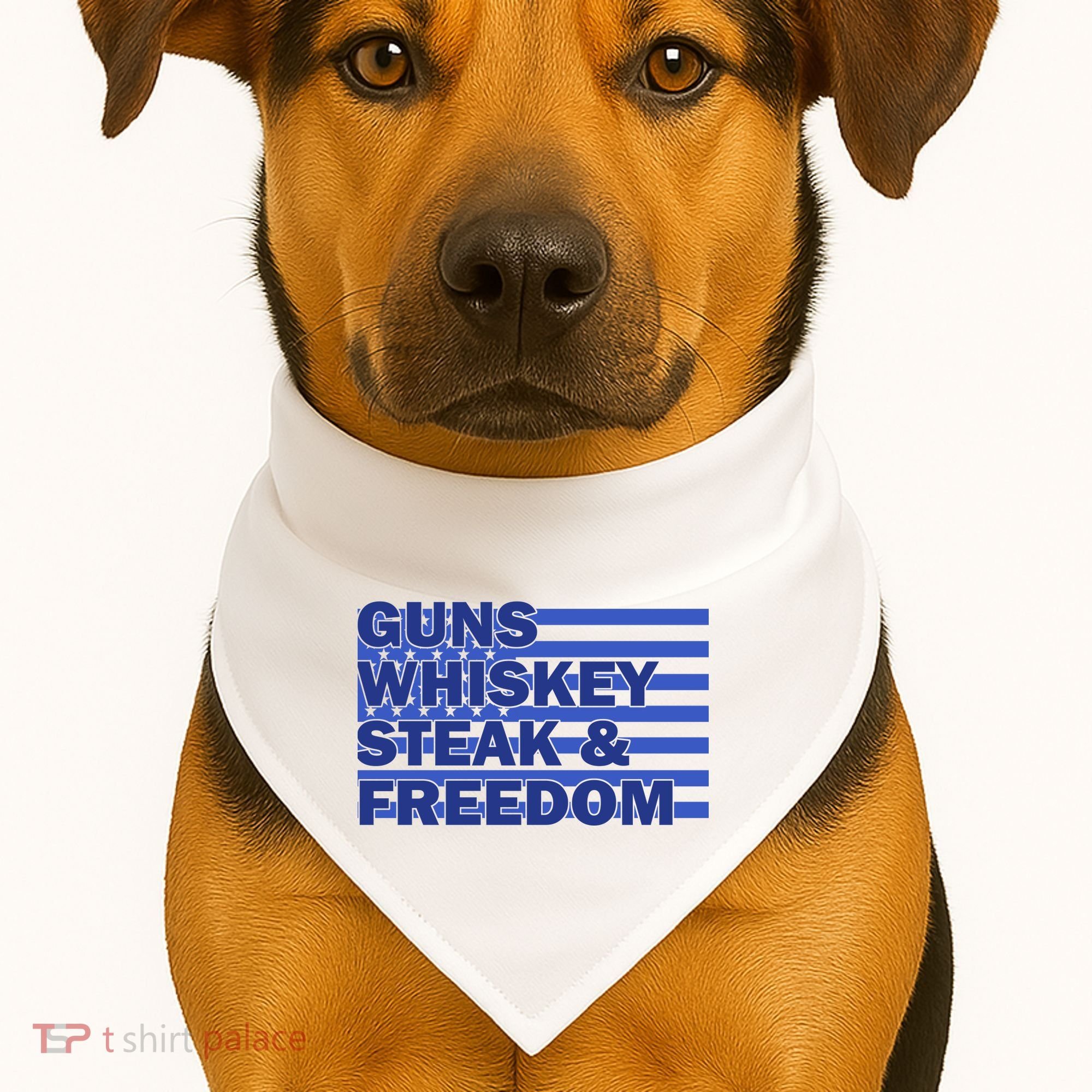 True American Guns Whiskey Steak Freedom USA-Made Doggie Bandana