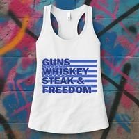True American Guns Whiskey Steak Freedom Women's Tank Top thumb 3