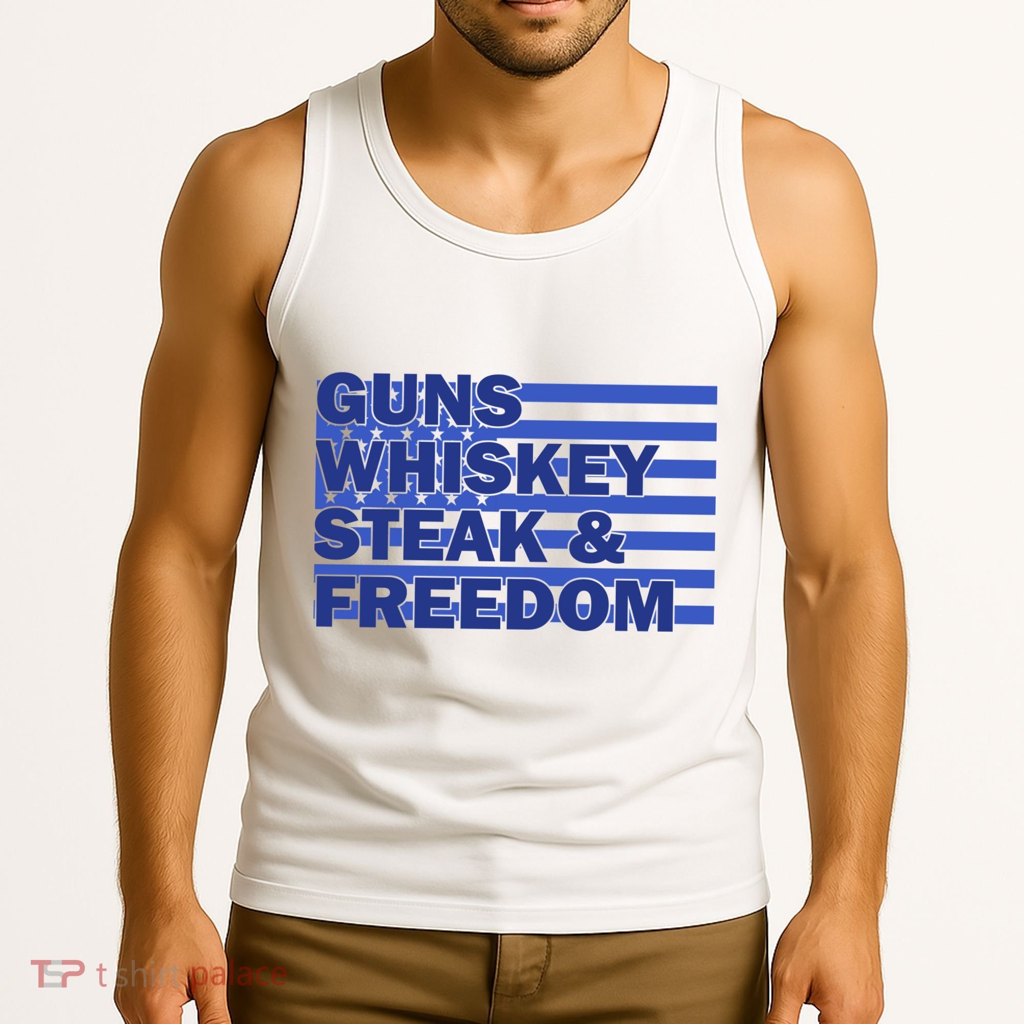 True American Guns Whiskey Steak Freedom Tank Top